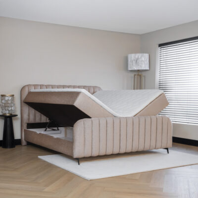 Zijkasten open opbergbed Salva, opslagruimte zichtbaar