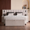 Bed model Penelope met opbergruimte, geïntegreerde verlichting en luxe matras, stijlvol en modern design.