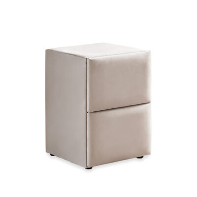 Beige nachtkastje Sydney met modern design, lade en open vak, ideaal voor naast het bed